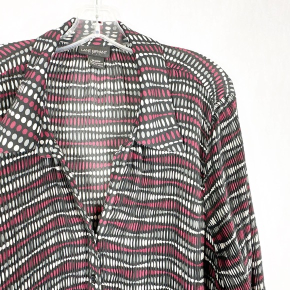 Lane Bryant Plus Size 18W 20W Top Black Red Gray Accordion Pleated Chiffon 1600 - Picture 5 of 11